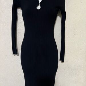 Derek Heart Black Ribbed Long Sleeve Bodycon Dress